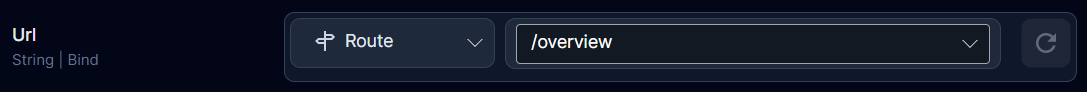 The Route input builder editing the Url state.